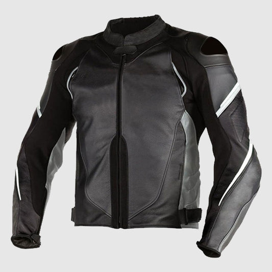 Black Super Speed D1 Perforated Motorcycle Leather Jacket