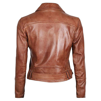 Blingsoul Womens Leather Jacket – Real Lambskin Leather Motorcycle Jacket Women