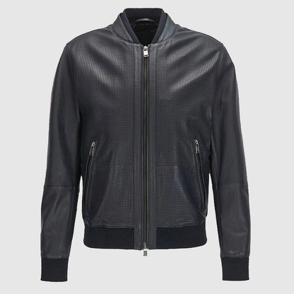 Bomber Jacket in Perforated Leather