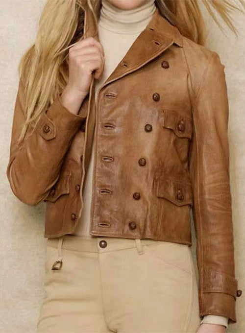 Brown Fashion Leather Jacket Women