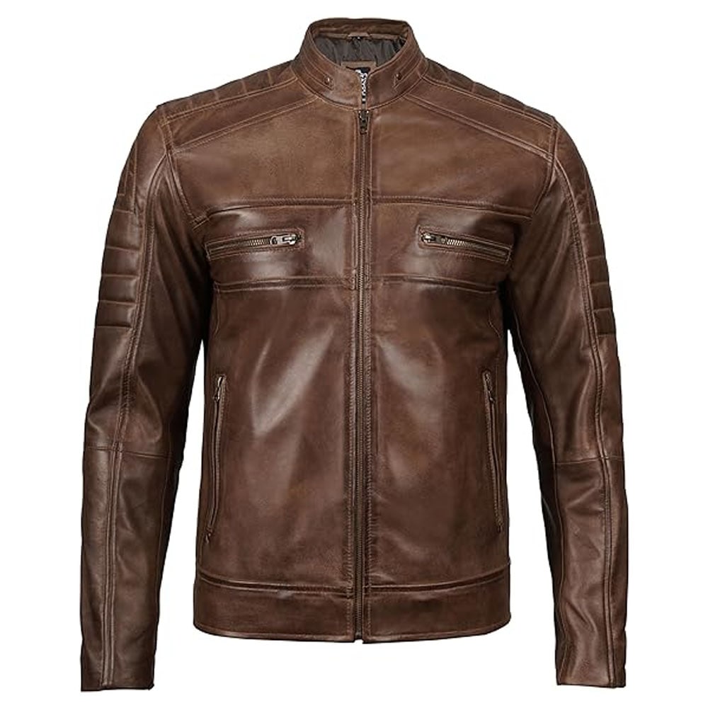 Cafe Racer Leather Jacket Men