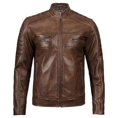 Cafe Racer Leather Jacket Men