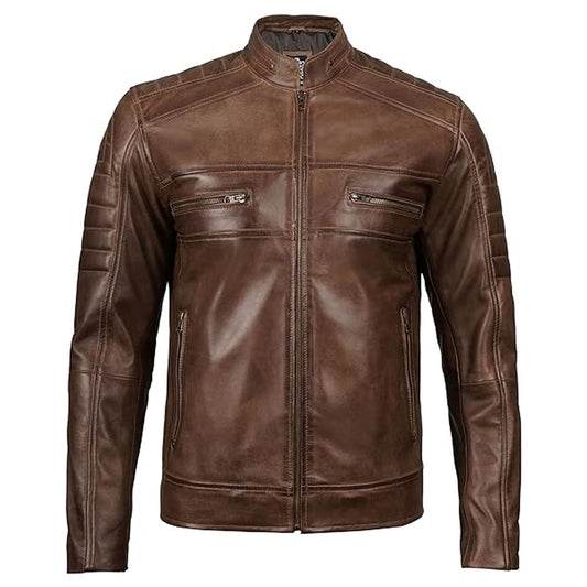Cafe Racer Leather Jacket Men
