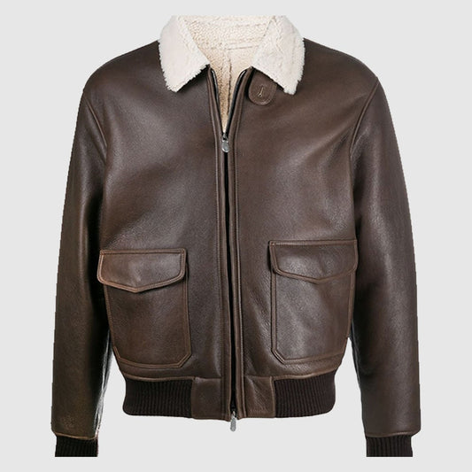 Classic Brown Shearling Jacket Sheepskin Jacket