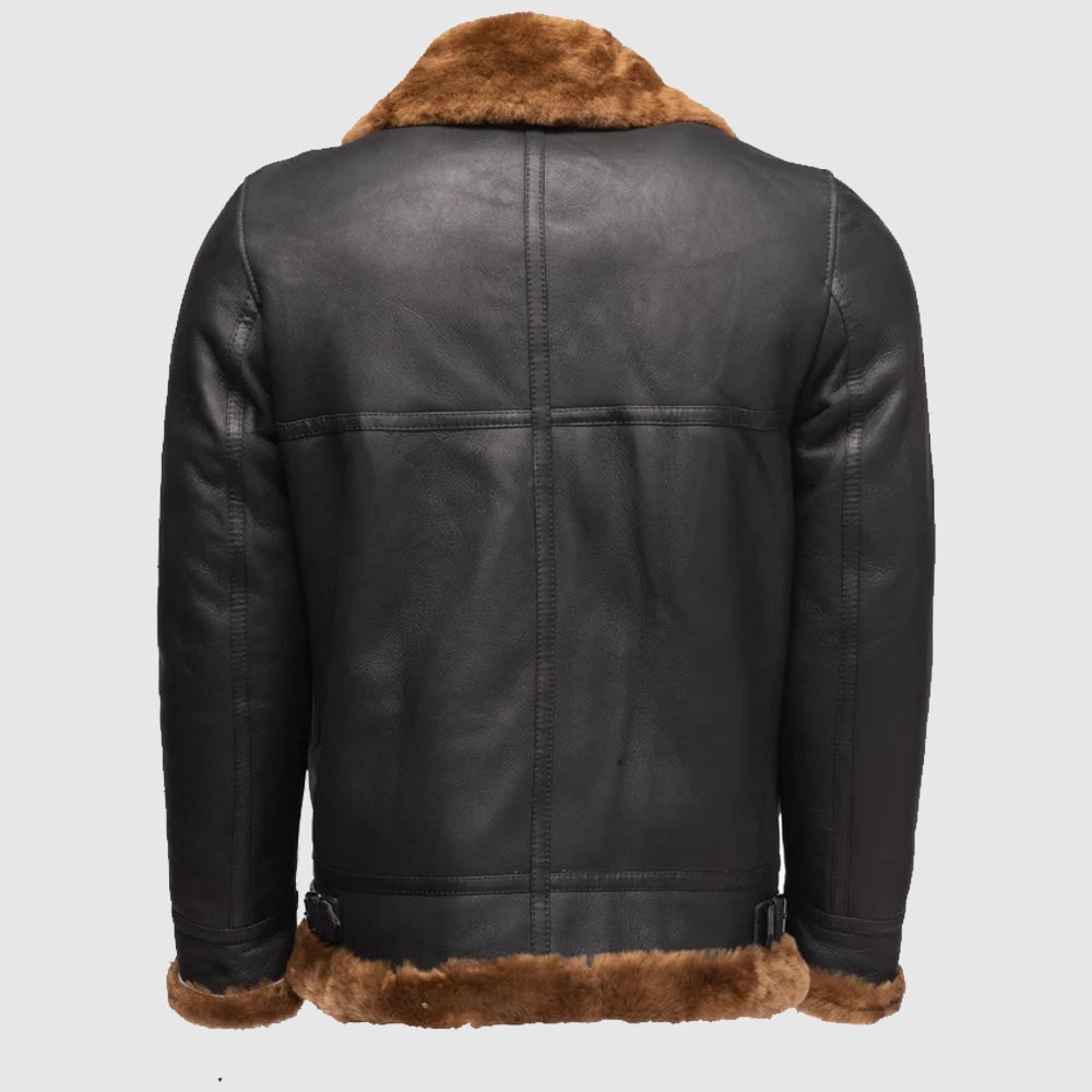 Classic Ginger Brown B3 Bomber Aviator Shearling Jacket