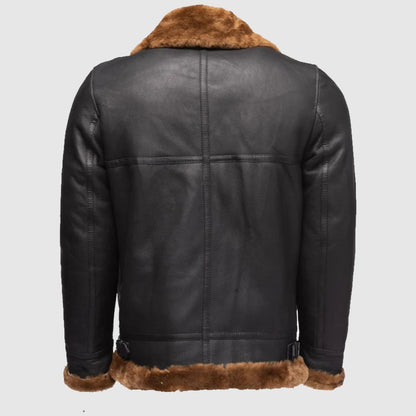 Classic Ginger Brown B3 Bomber Aviator Shearling Jacket