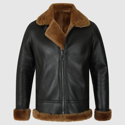 Classic Ginger Brown B3 Bomber Aviator Shearling Jacket