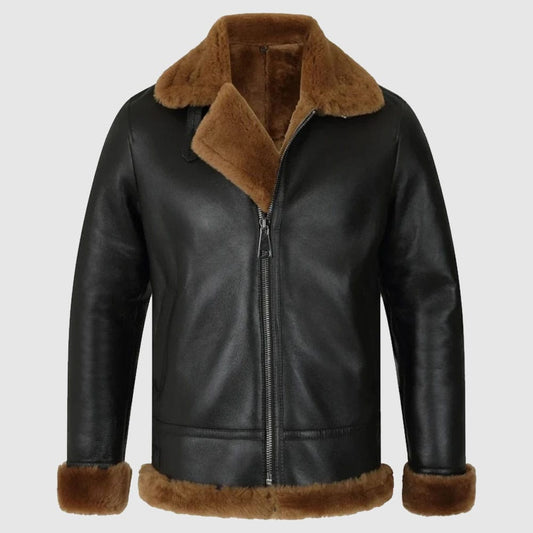 Classic Ginger Brown B3 Bomber Aviator Shearling Jacket