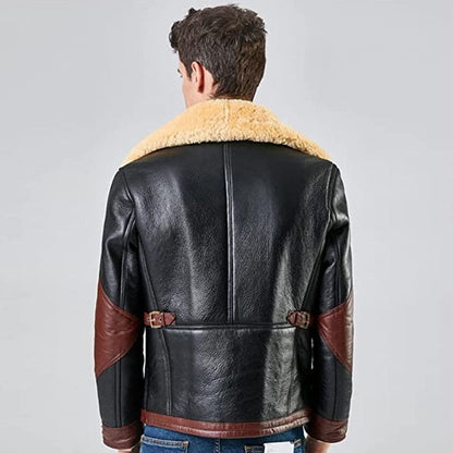 Denny&Dora Mens B3 Natural Shearling Leather Coat Shearling