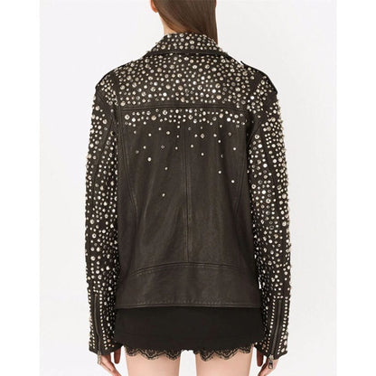Dolce & Gabbana stud-embellished leather jacket