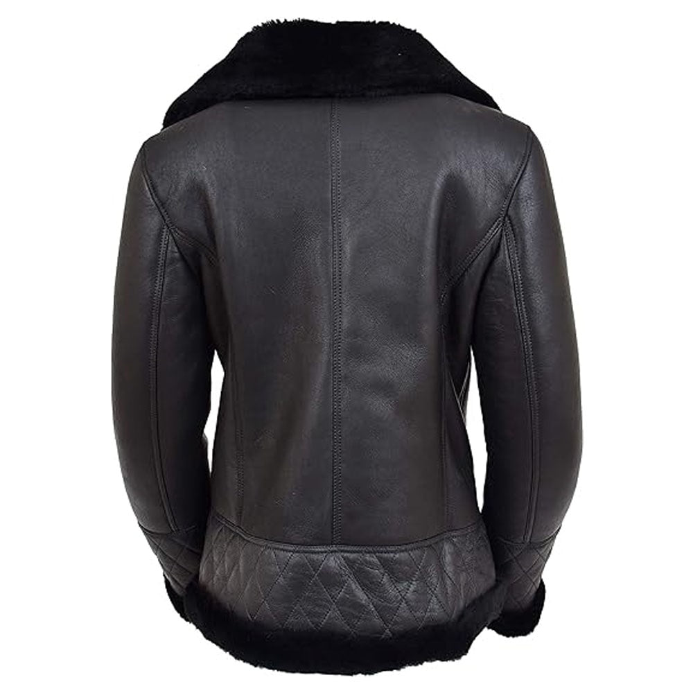 Double Face Black Merino Shearling Aviator Coat