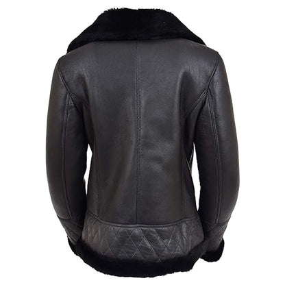 Double Face Black Merino Shearling Aviator Coat
