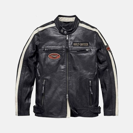 Harley Davidson Command Mens Motorcycle Mid-Weight Leather Jacket