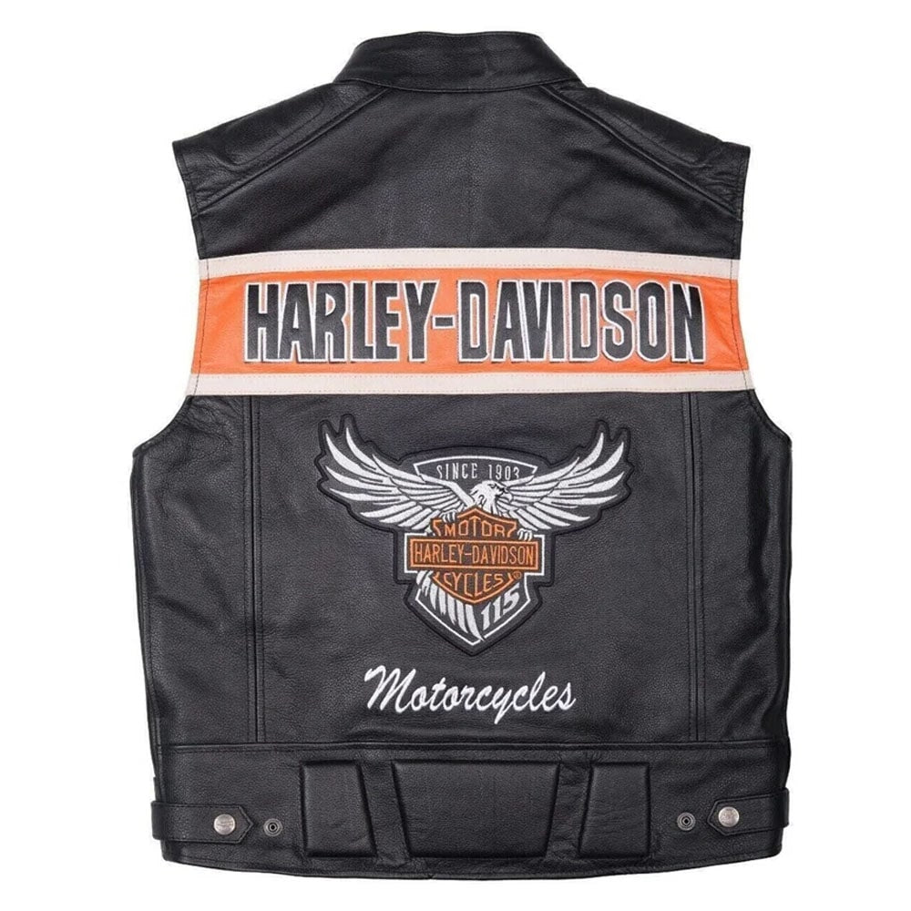 Harley Davidson Men’s Genuine Motorcycle Black Leather Vest