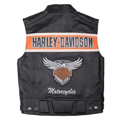 Harley Davidson Men’s Genuine Motorcycle Black Leather Vest