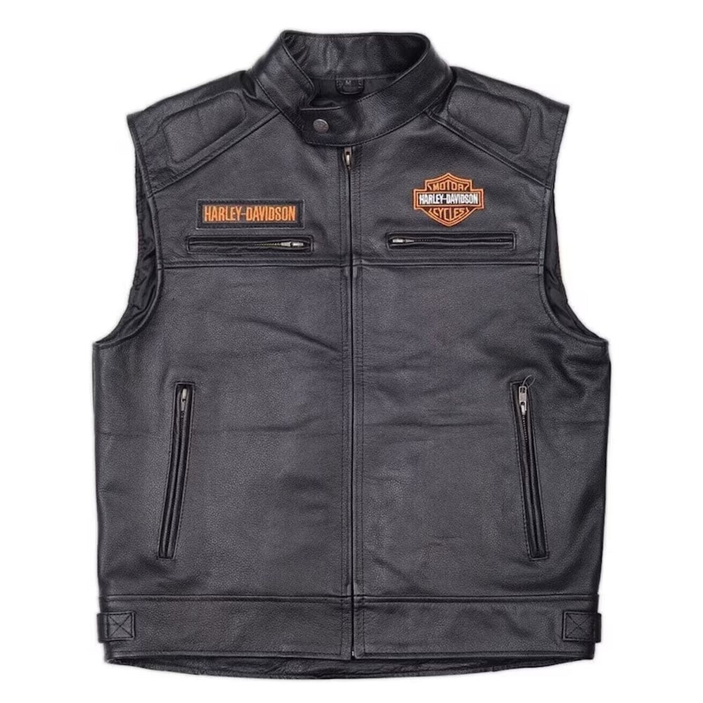 Harley Davidson Men’s Genuine Motorcycle Black Leather Vest