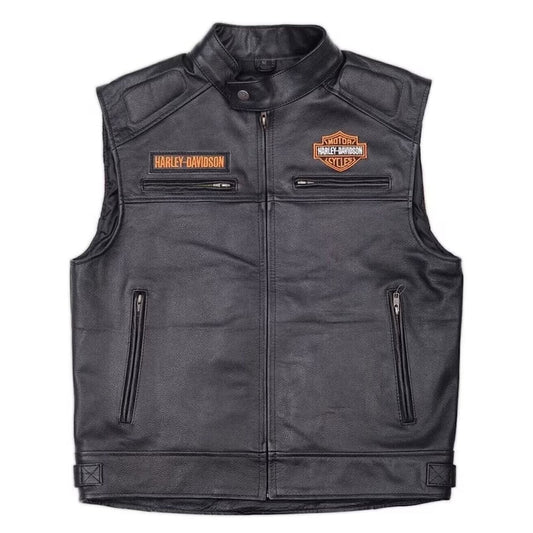 Harley Davidson Men’s Genuine Motorcycle Black Leather Vest