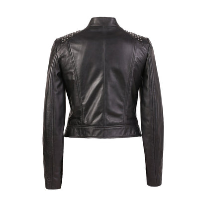Jesse Women High Fashion Studded Motorcycle Leather Jacket