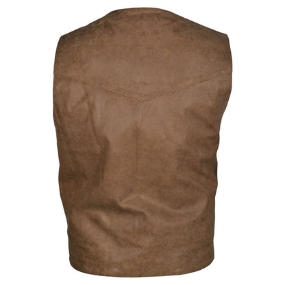 Mens Leather Vest Brown
