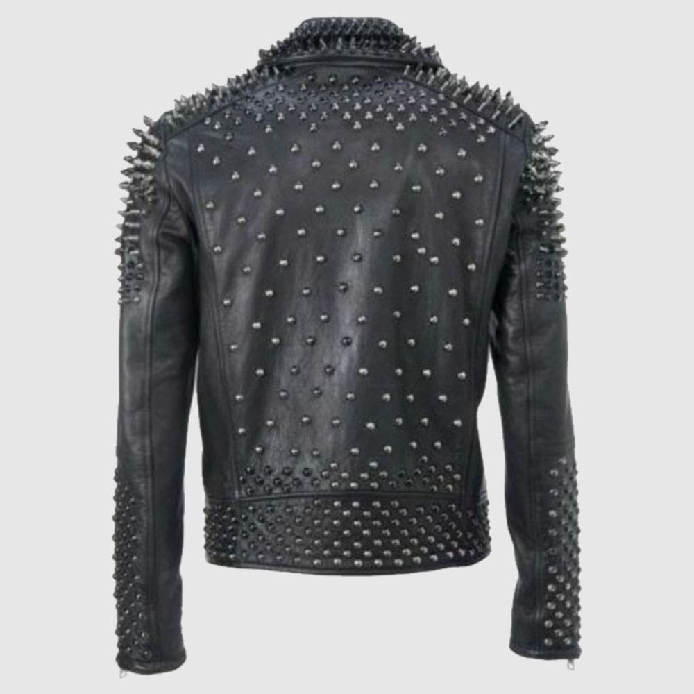 Men Make to Order Rock Punk Studded Jacket, Moto Biker Jacket