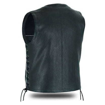Men Motorcycle Leather Vest – Gun Pocket