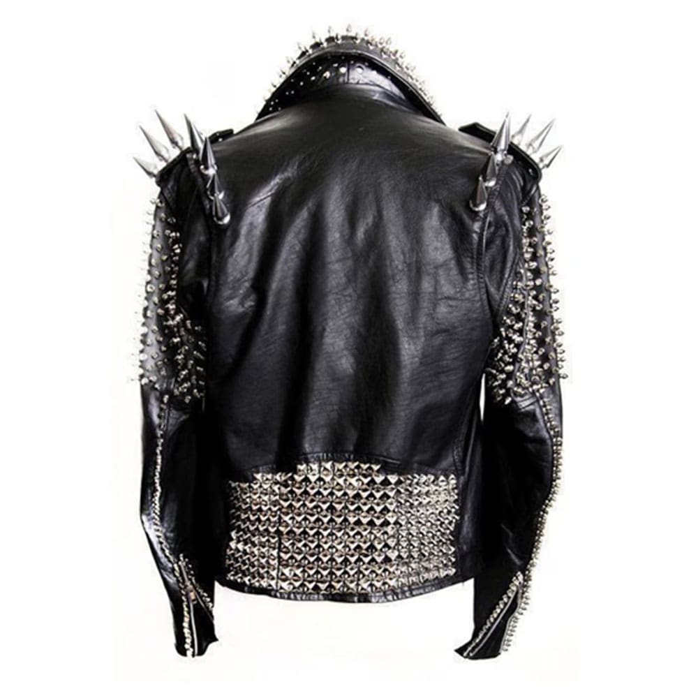 Men Studded Leather Biker Jacket
