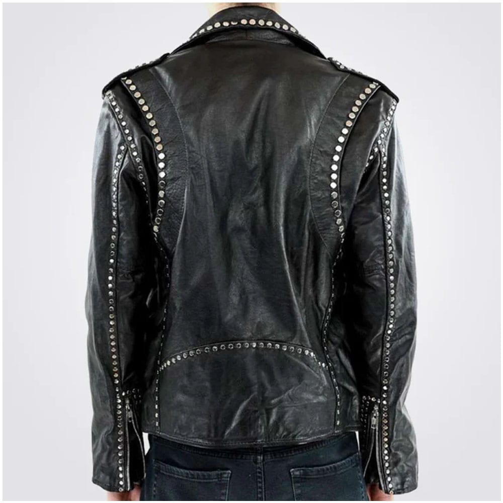 Men’s Black Leather Party Jacket with Studs
