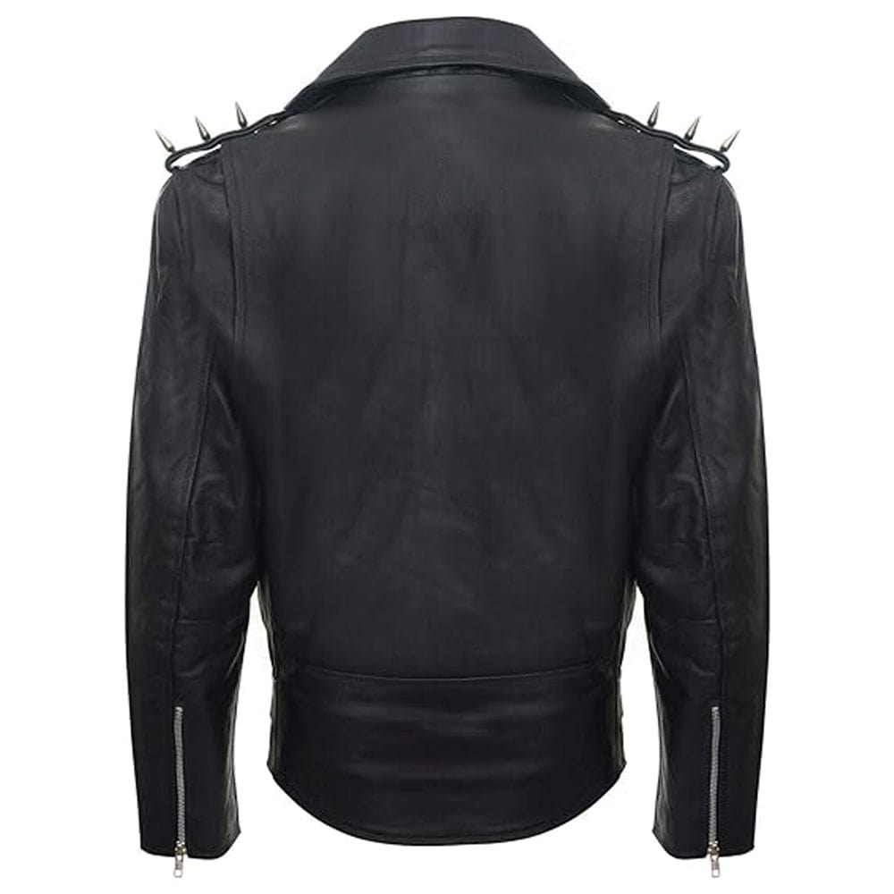 Marlon Black Brando Men Studded Leather Jacket