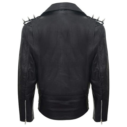 Marlon Black Brando Men Studded Leather Jacket