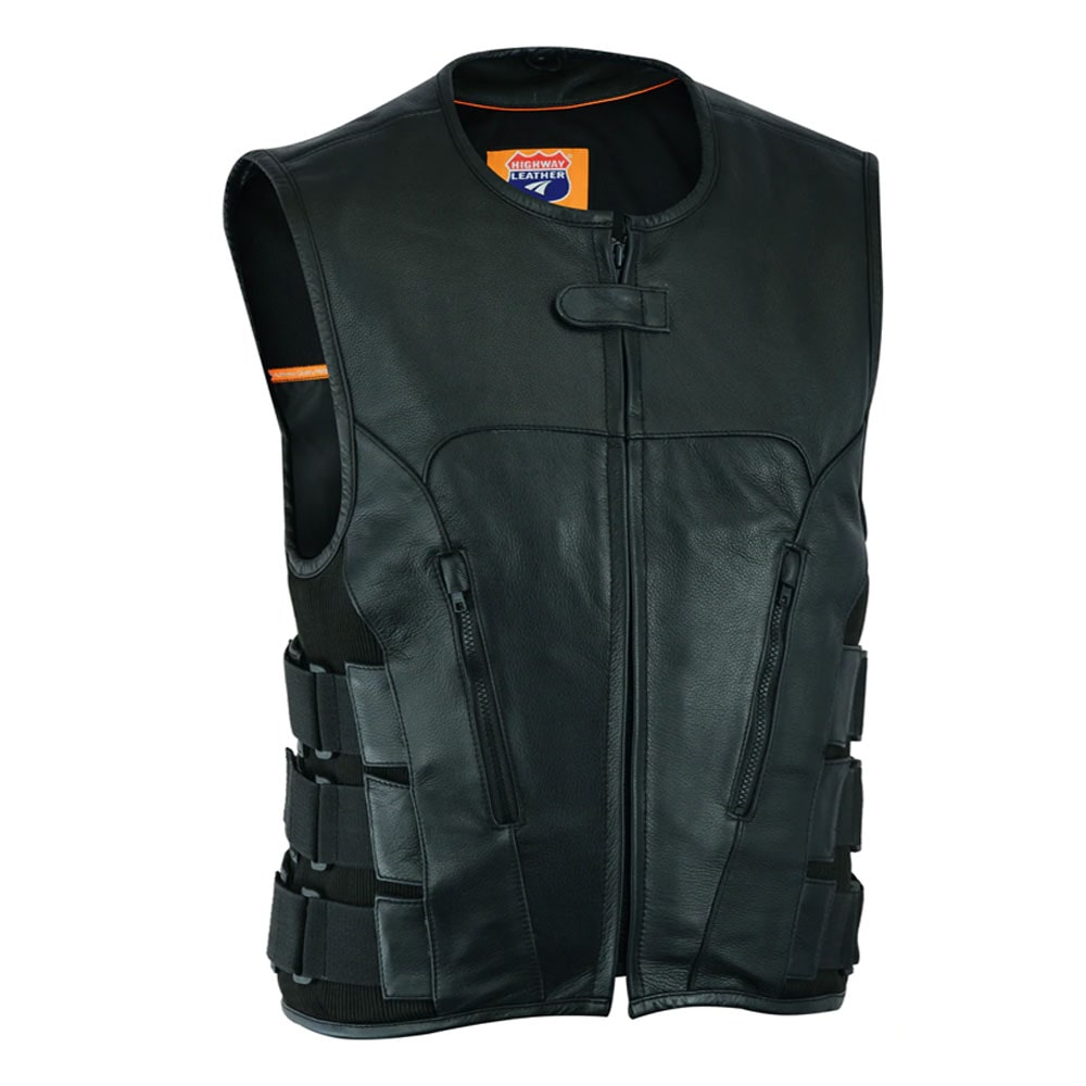 Swat Team bullet proof style Biker club Leather Vest-Police vest