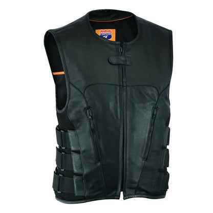 Swat Team bullet proof style Biker club Leather Vest-Police vest