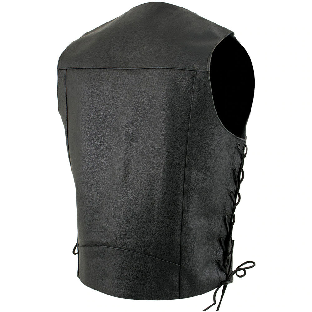 USA Leather 1202 Men’s Black Classic ‘Laced’ Leather Vest