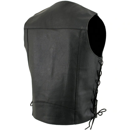 USA Leather 1202 Men’s Black Classic ‘Laced’ Leather Vest
