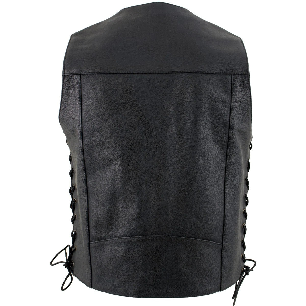 USA Leather 1204 Men’s Black ‘Dime’ Classic Leather Vest with Side Laces