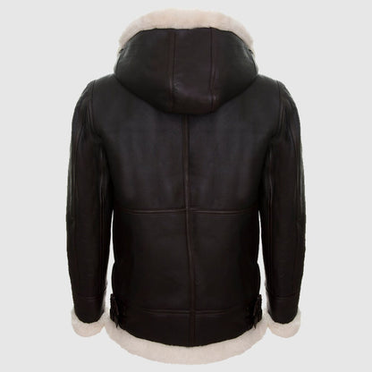 Women B3 Sheepskin With Detachable Hood Leather Jacket