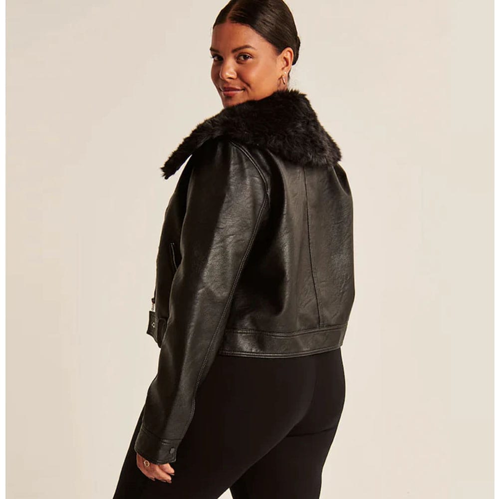 Women Black RAF B3 Sheepskin Shearling Aviator Leather Jacket