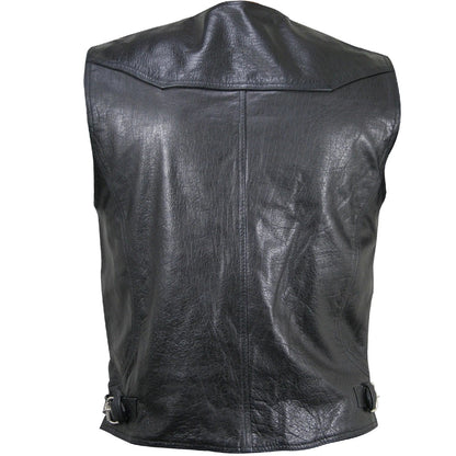 Xelement XS1927 Men’s ‘Road King’ Black Leather Biker Vest