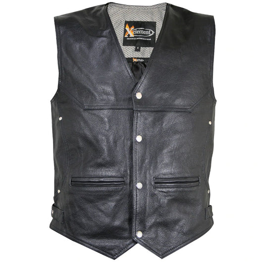 Xelement XS1927 Men’s ‘Road King’ Black Leather Biker Vest